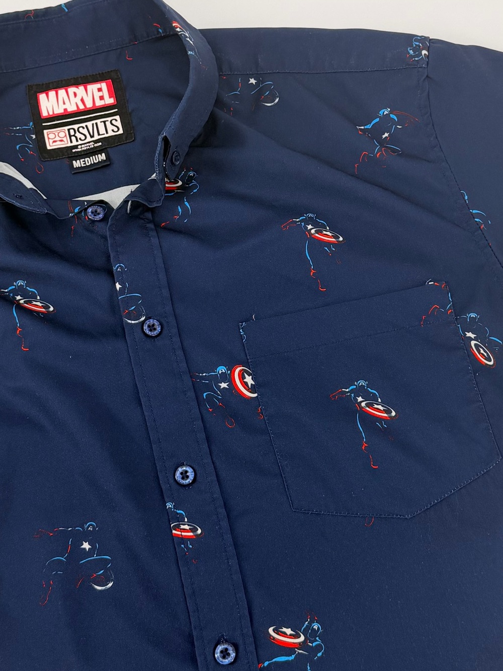 RSVLTS Marvel Captain America Button Down Short Sleeve Shirt Medium